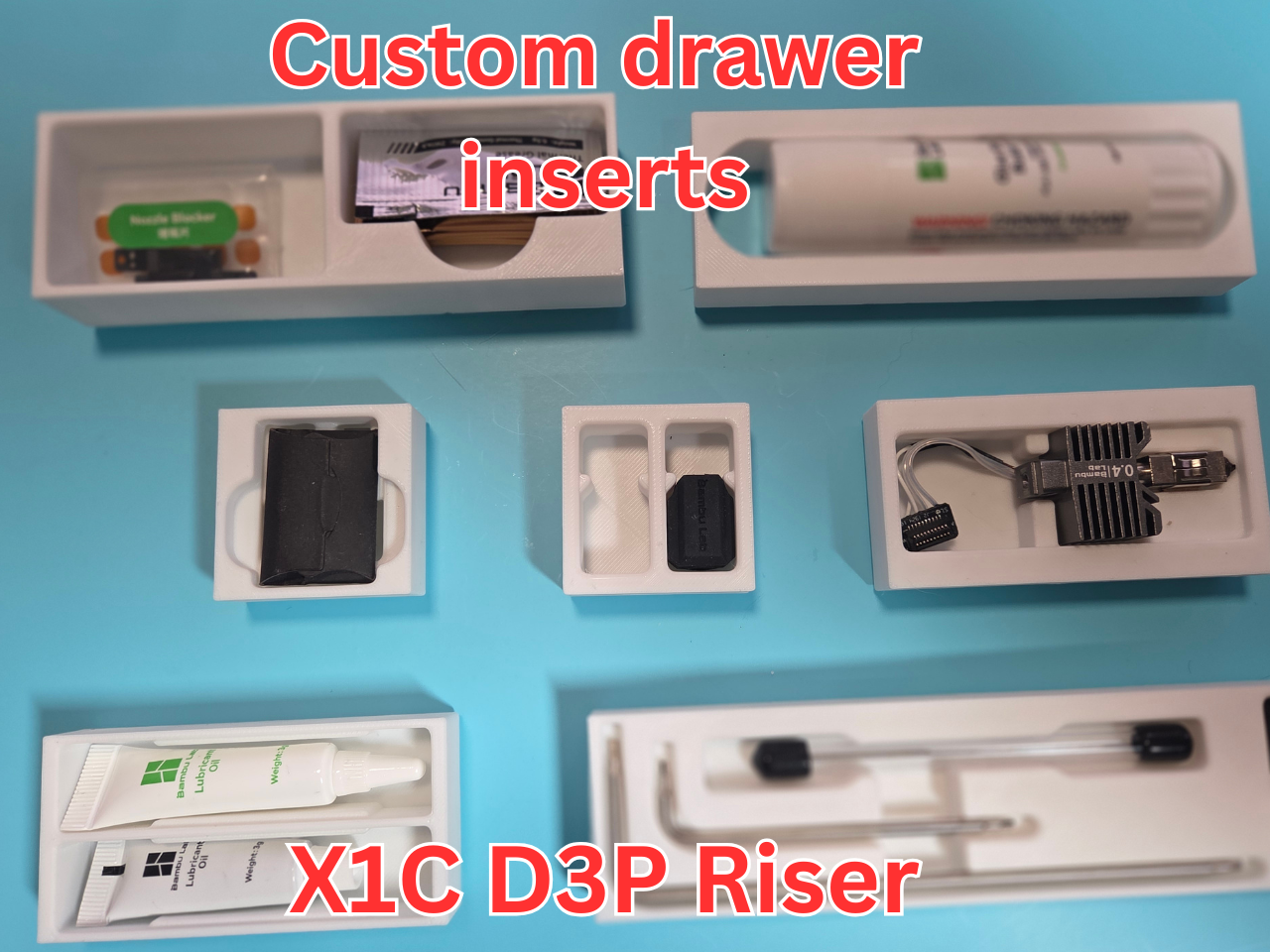 X1C D3P Riser - Custom Drawer inserts