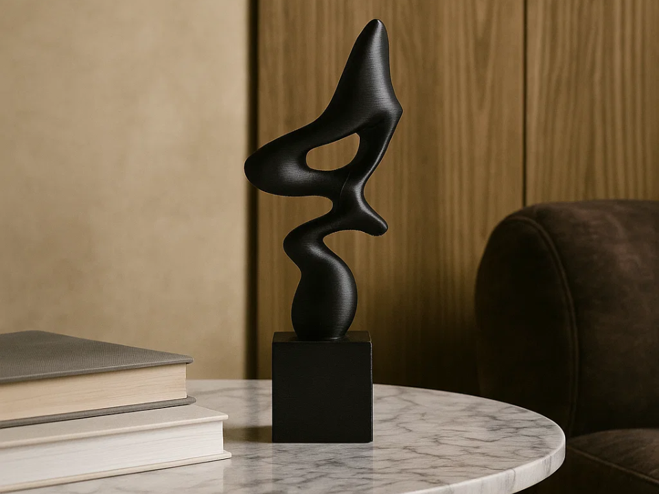 Modern Abstract Black Sculpture for Office Decor