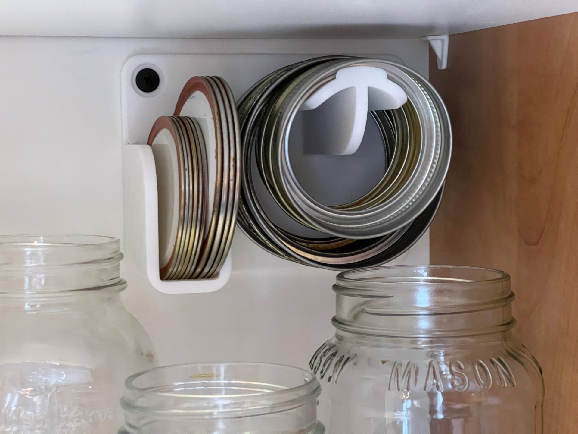 Mason Jar Lid and Ring Cabinet Holder No supports