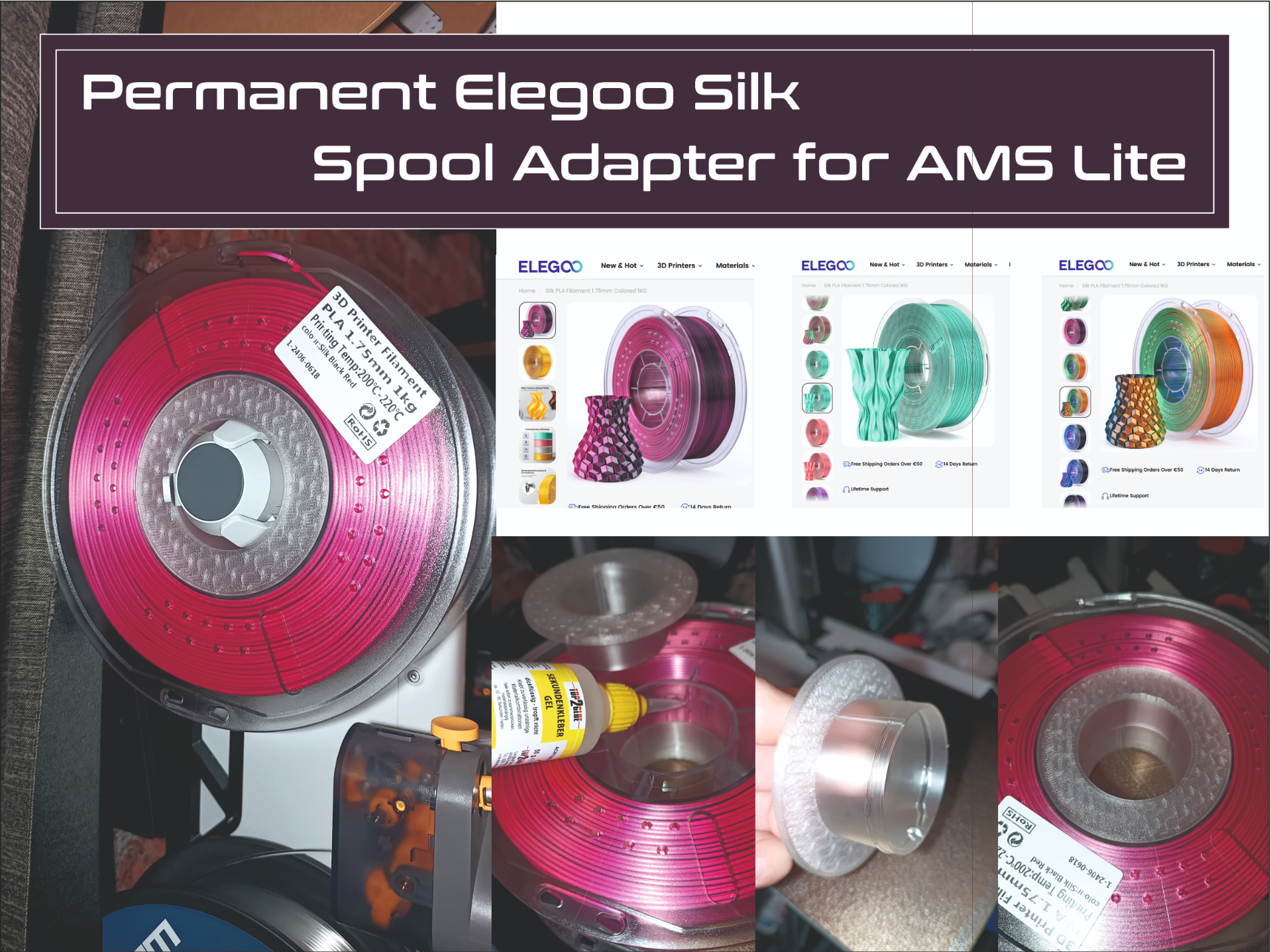 Permanent Elegoo Silk Spool Adapter for AMS Lite