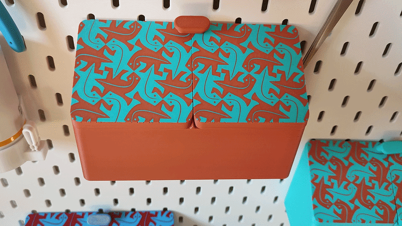 Skadis Box with Sliding Lid - Escher Lizards
