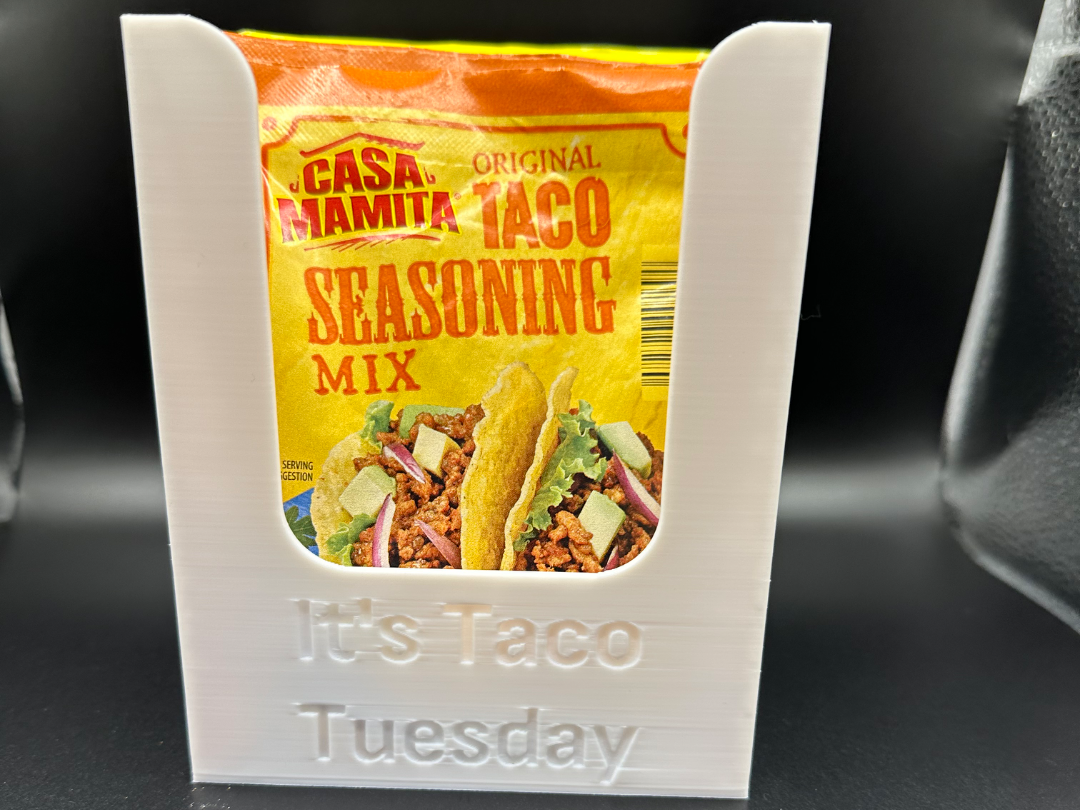 Taco seasoning packet holder.