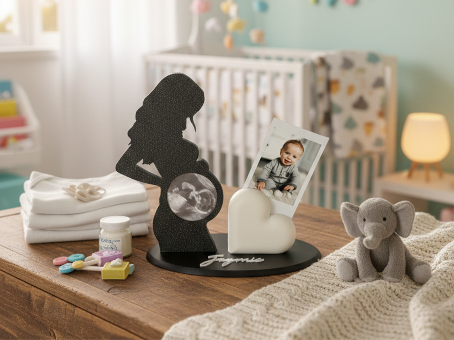Schwangerschafts-Silhouette mit  Foto-Halter