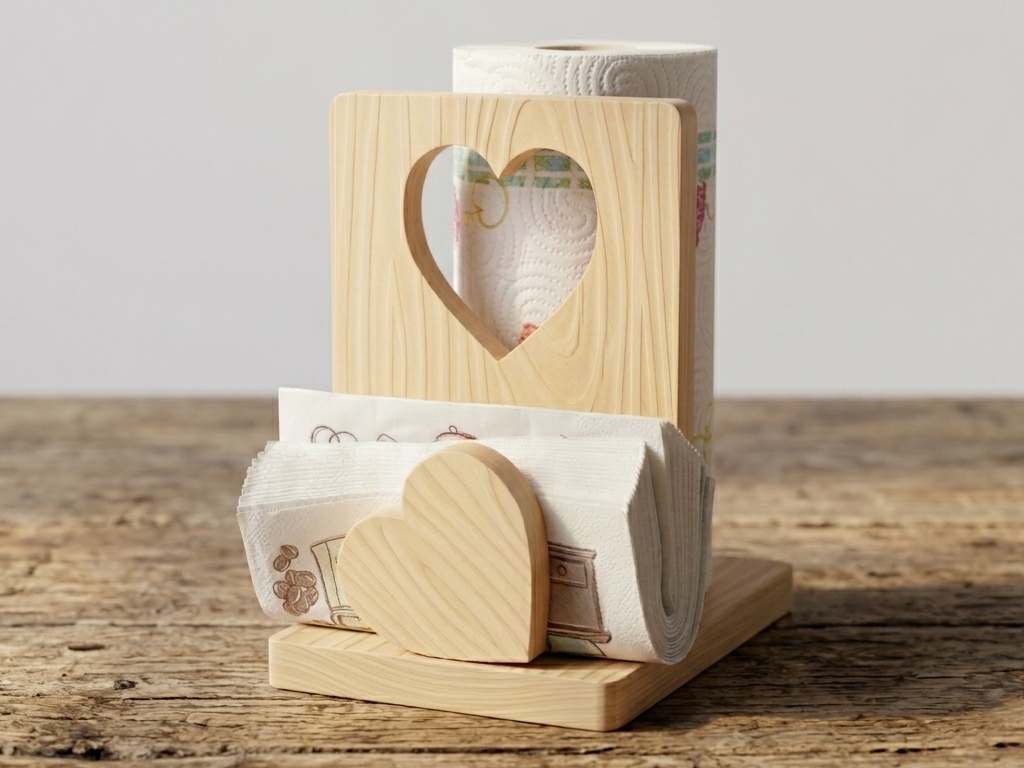 Portarotolo e tovaglioli cuore – Design Rustico