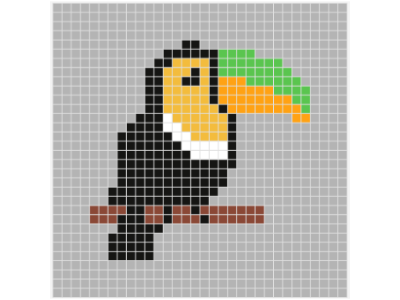 Toucan Bird - Pixel Art - 7 Colors - 32x32 pixels