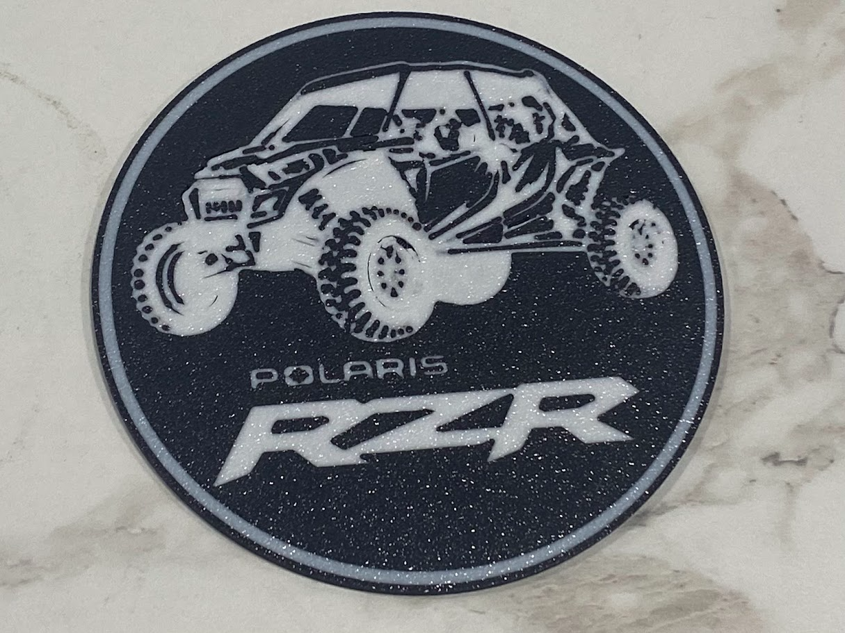 Polaris RZR Logo with SxS Coaster Badge Souvenir
