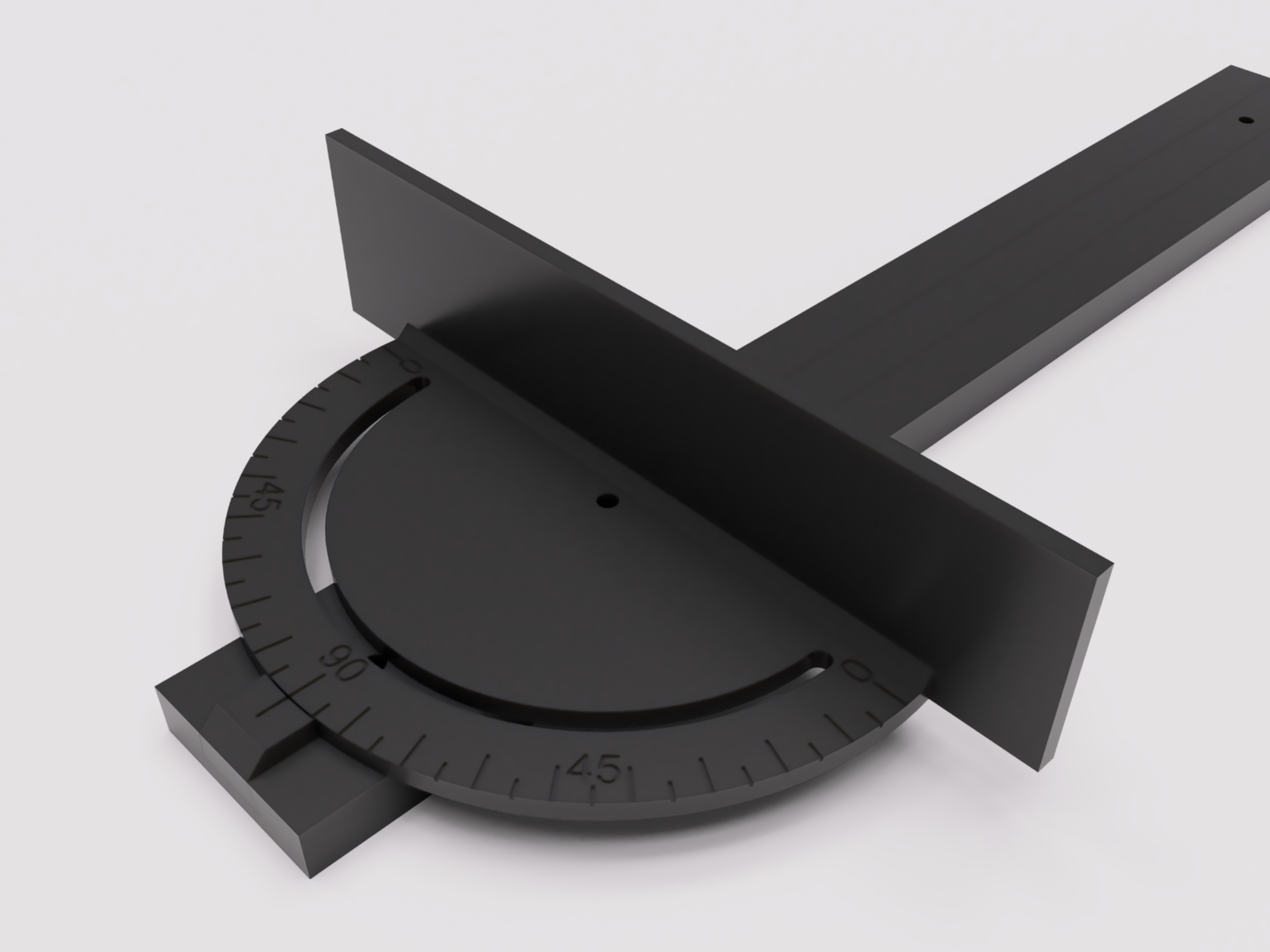 Mini table saw guide rail with protractor