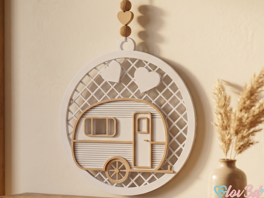 Vintage Caravan Heart Wall Art & Ornament