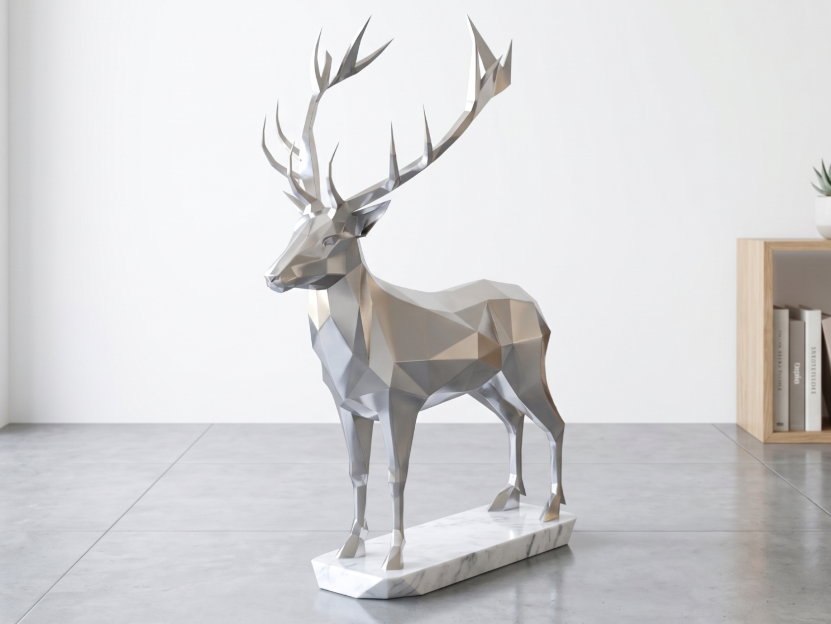 Cerf Low-Poly – Statue décorative moderne