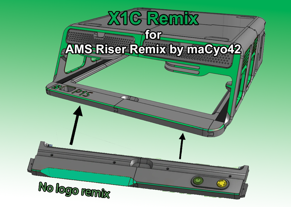 X1C No Text Remix for AMS Riser Remix by maCyo42
