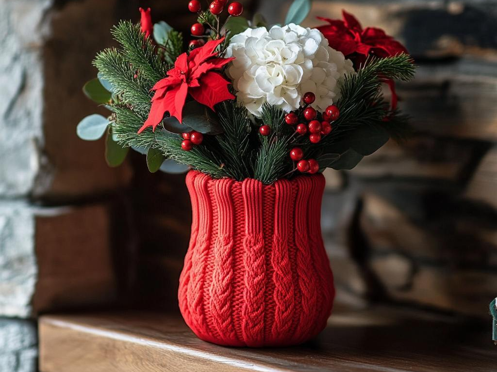 Cozy Knit Christmas Vase