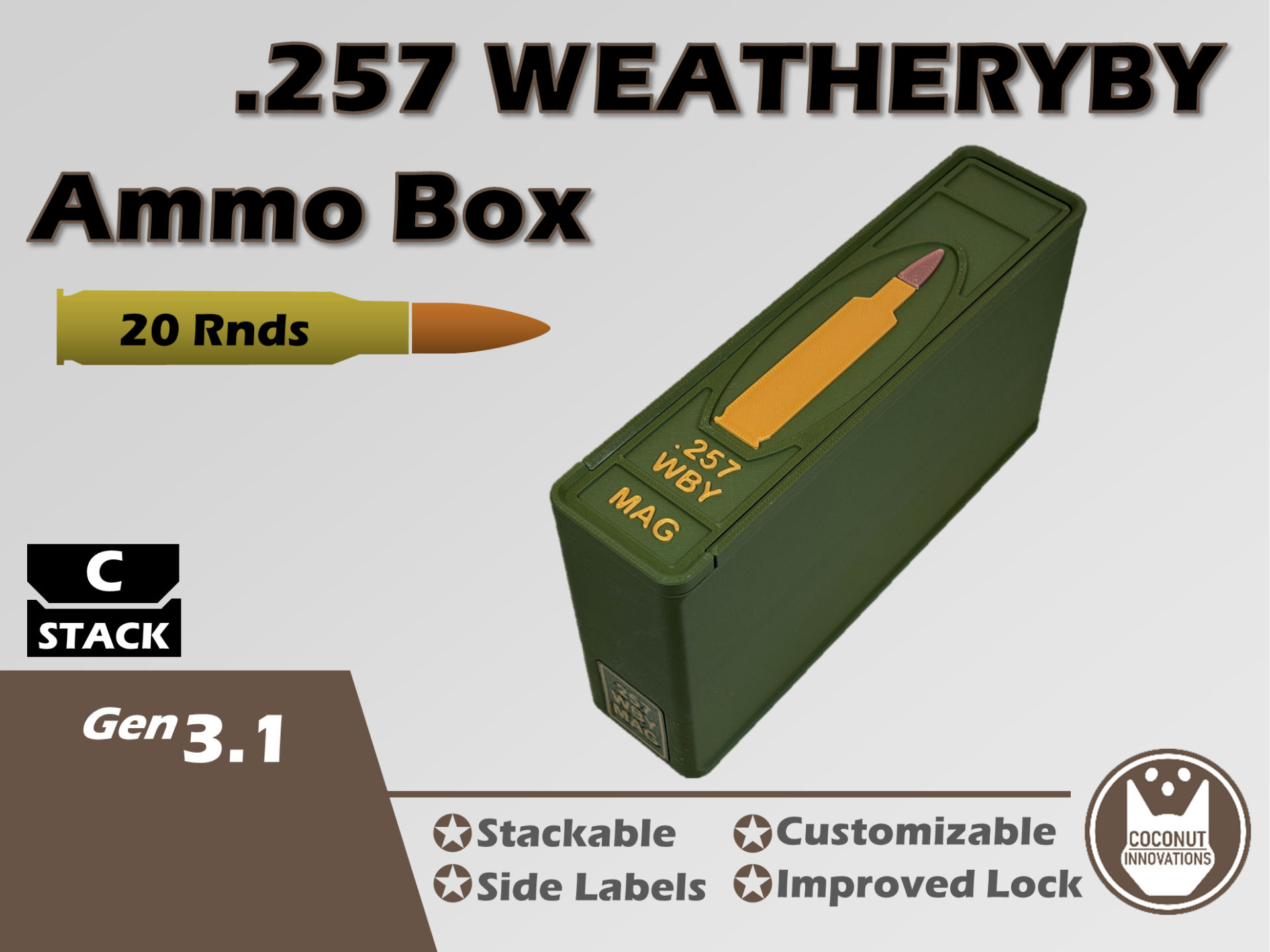 Ammo Storage Box .257 Weatherby 20 Rounds