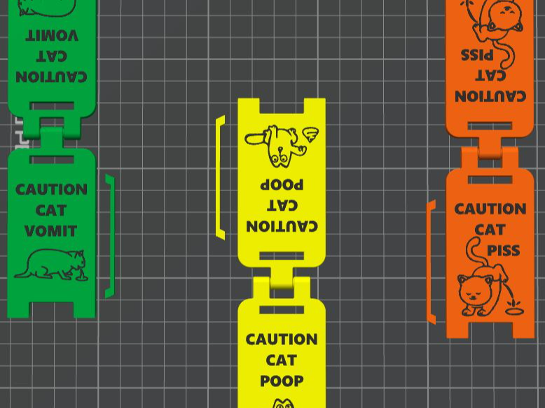 Caution Cat Sign Trio