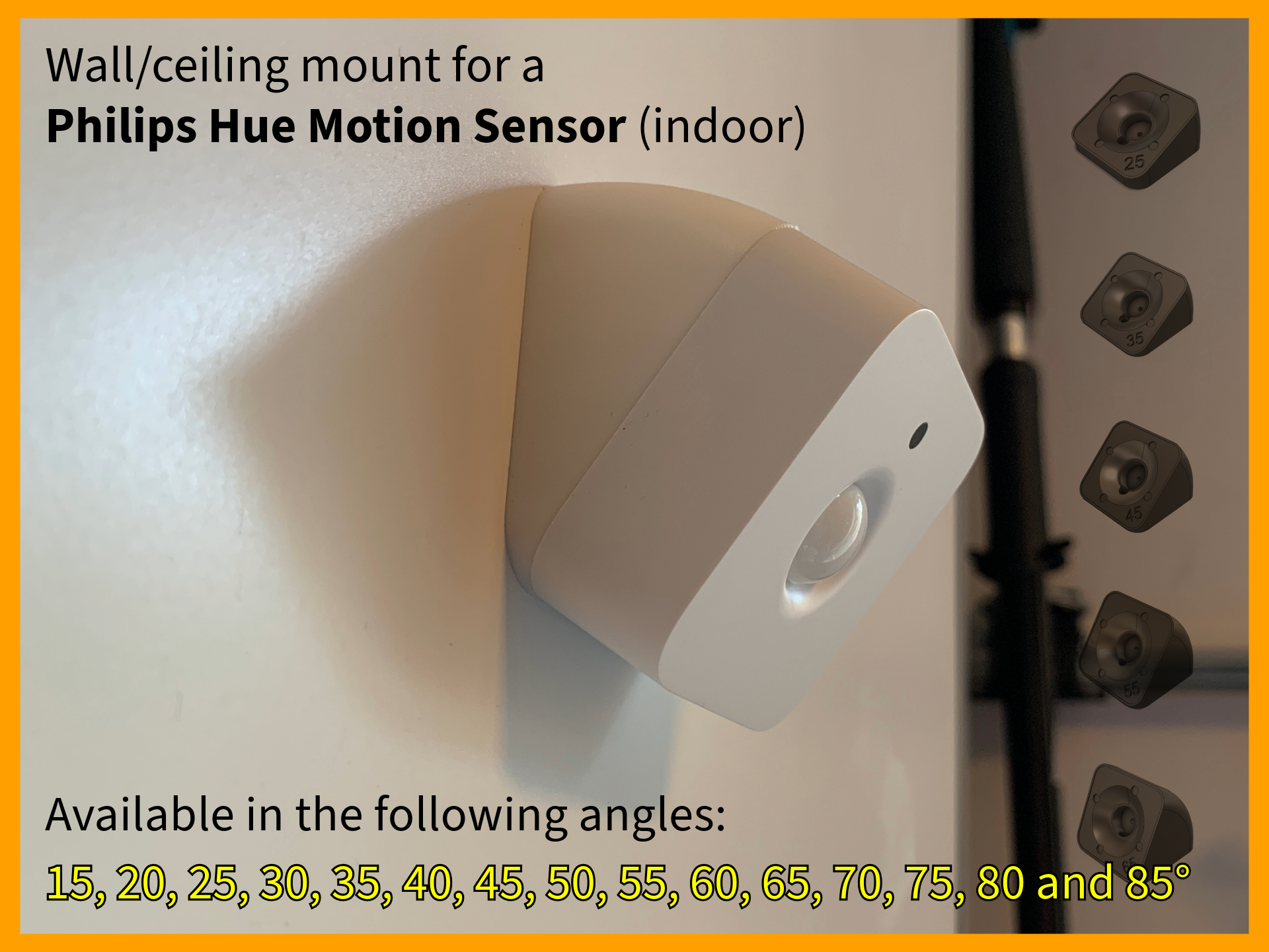 Wall mount for Philips Hue Motion Sensor (15-85°)