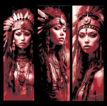 North American Indian Model wearing Traditional Native American Regalia with Headdress