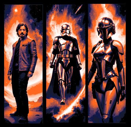 Star Wars Characters Cassian Andor, Captain Phasma, Sabine Wren - Fan Art set of 3 Bookmarks