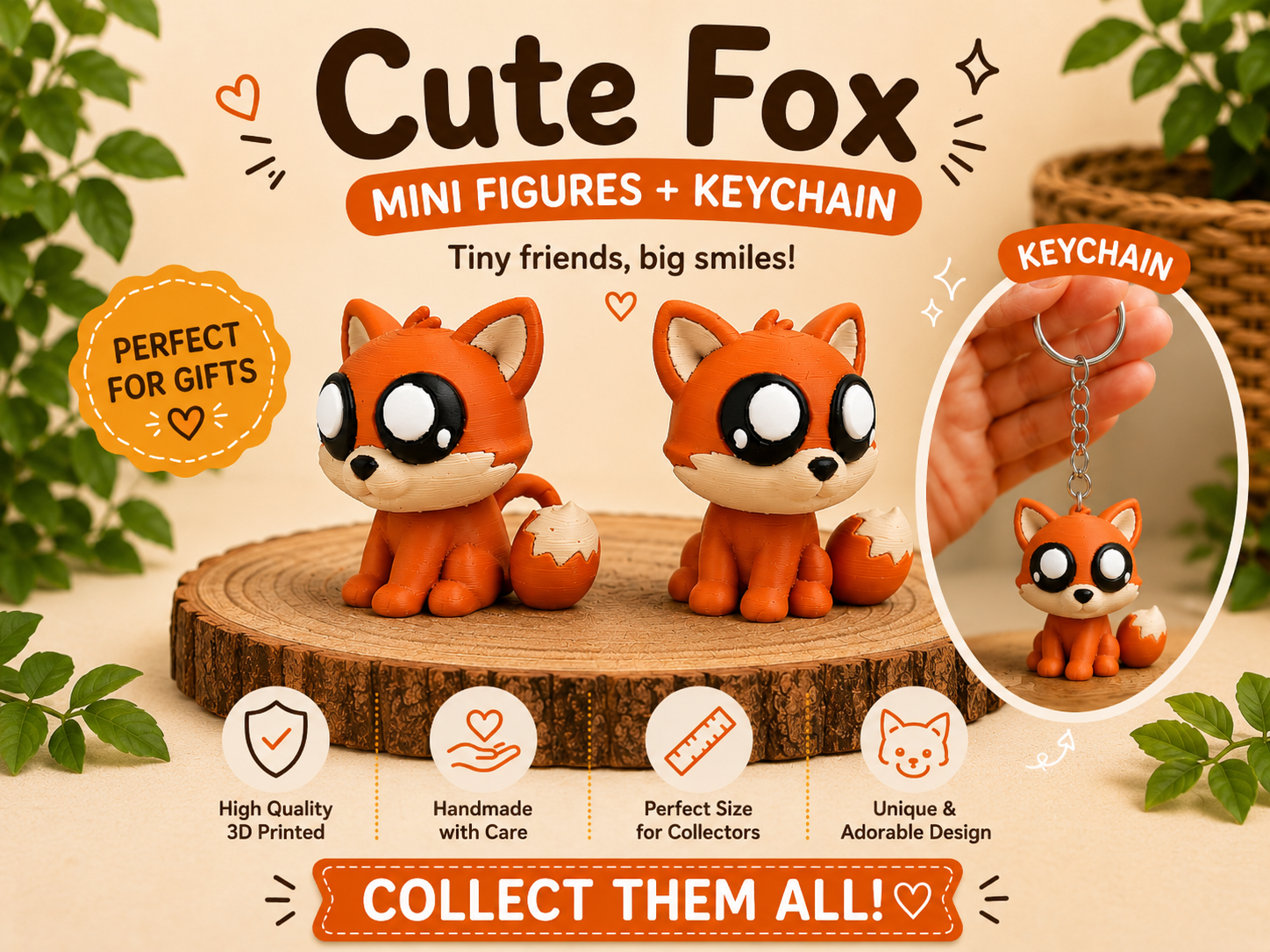 Flexi fox Mini Toy Keychain Fidget Articulated