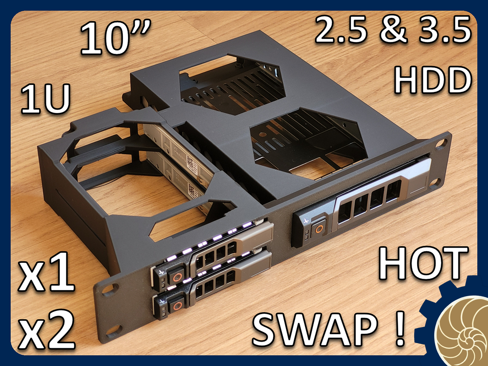 10 inch Rack 1U: 2x 2.5" + 1x 3.5" HDD - HOT SWAP!