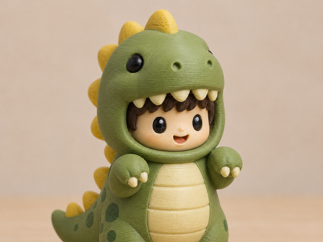 Niño con disfraz de dinosaurio