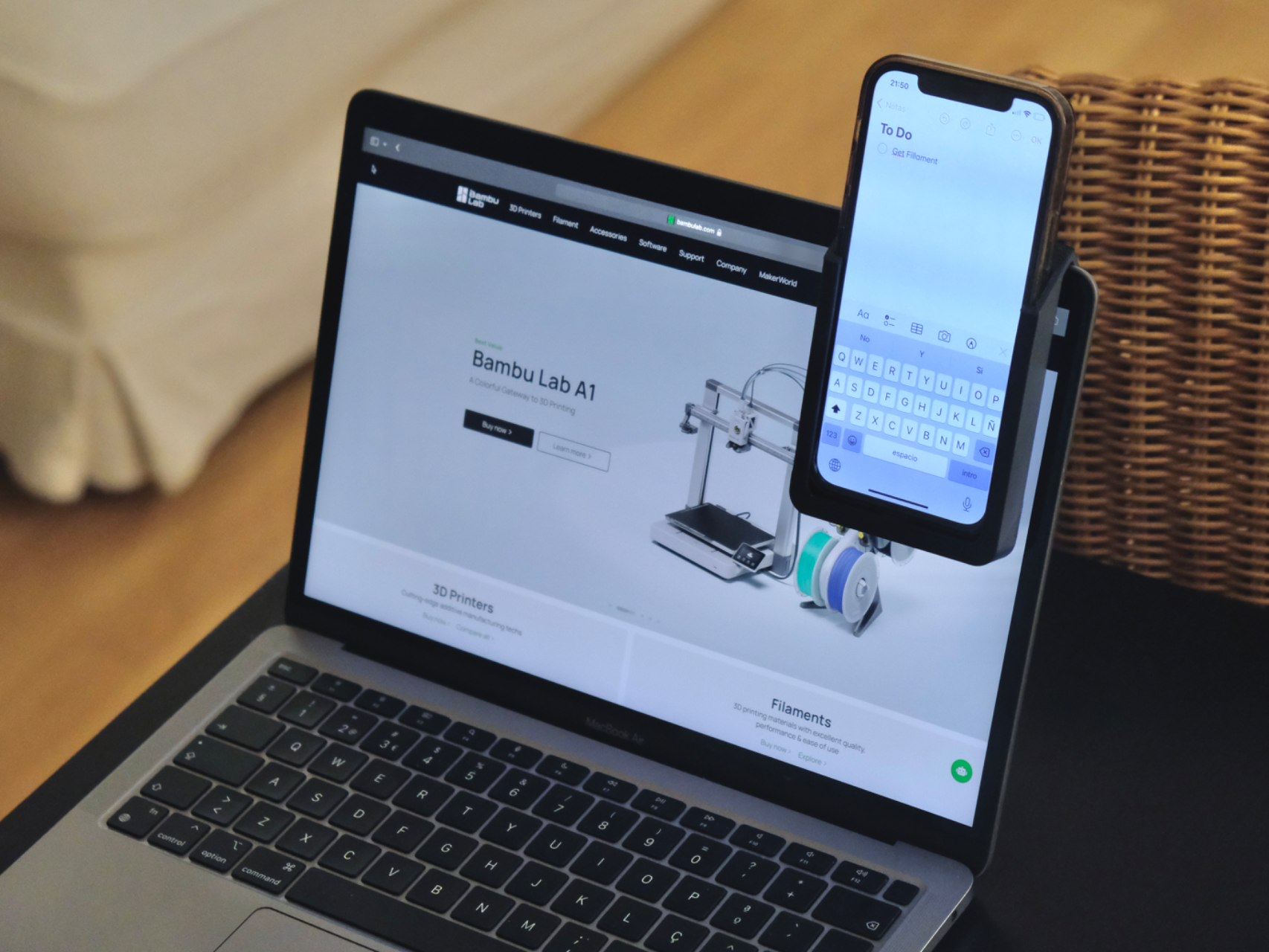Laptop monitor phone holder