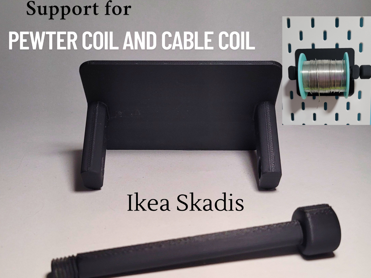 Support Ikea skadis for pewter coil or cable coil