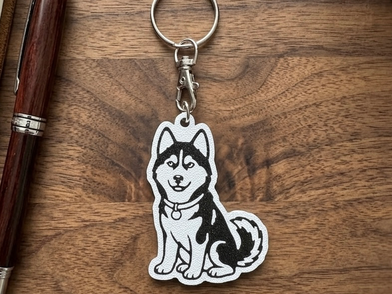 Husky Keychain - Stylized Black & White Edition