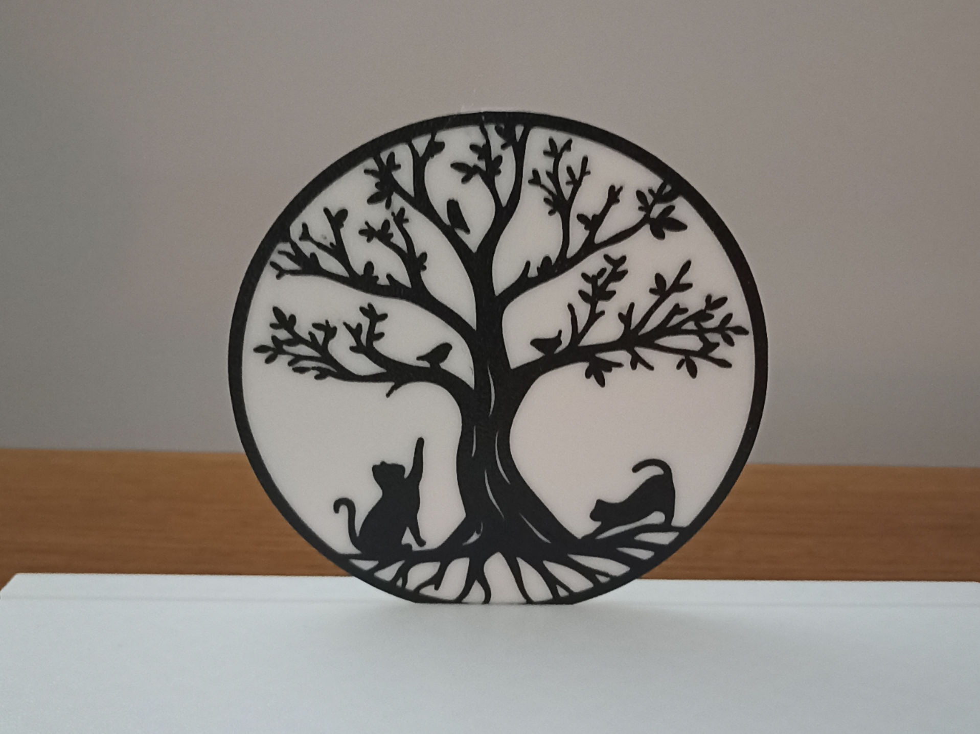 Dessous de verre chat et arbre de vie