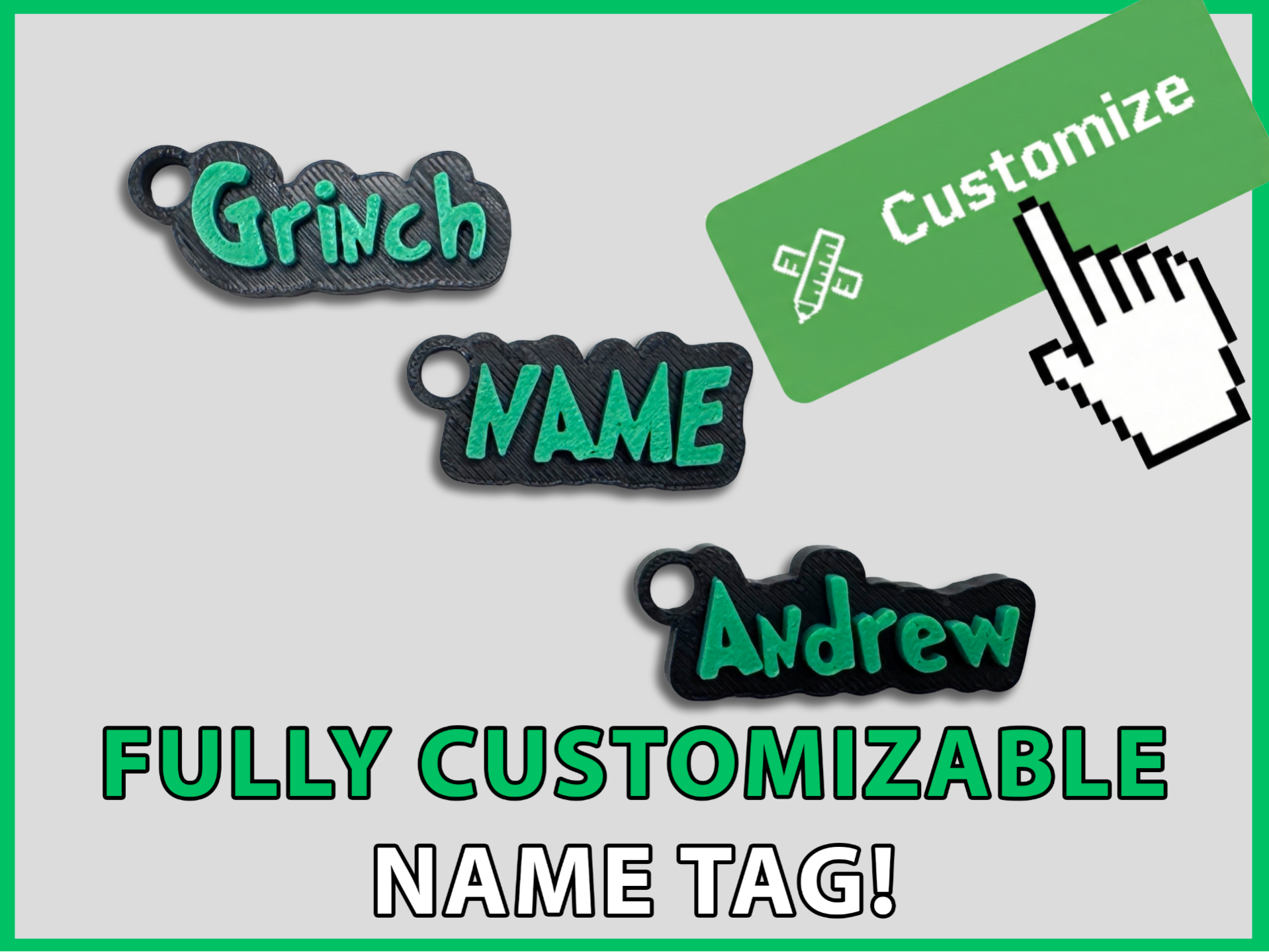 Customizable The Grinch Font Keychain Generator