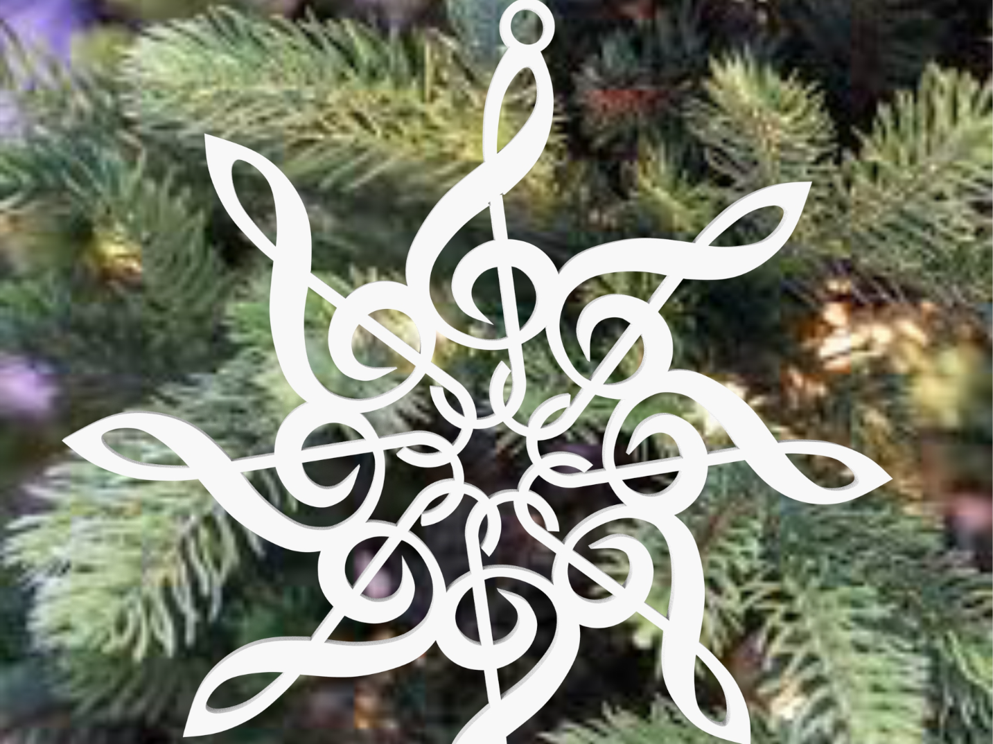 Treble Clef Snowflake Christmas Ornament