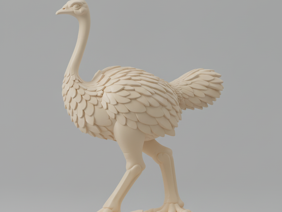 Ivory Strider Ancient Ostrich of Silent Elegance