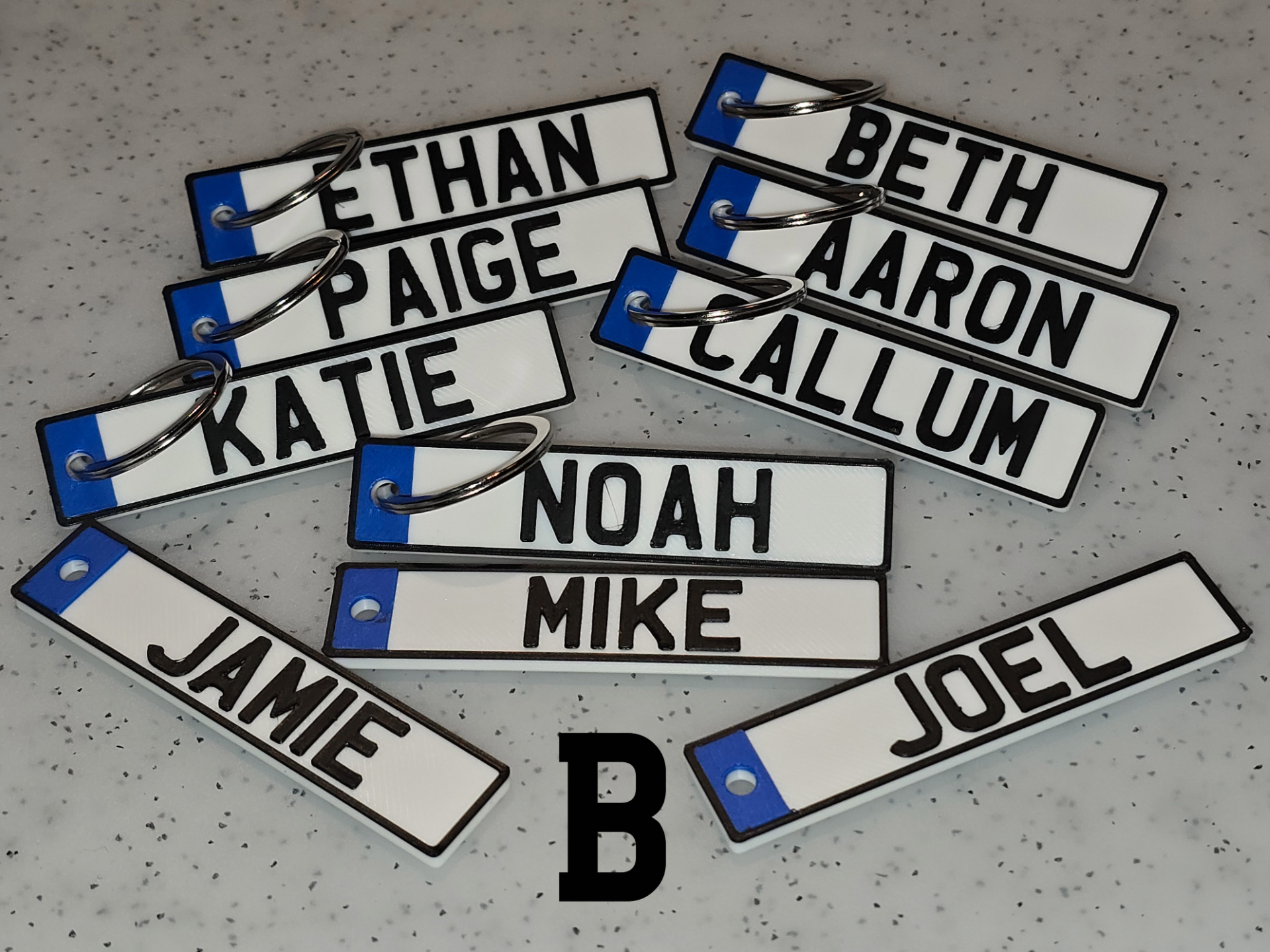 Name key fob (names beginning with B)