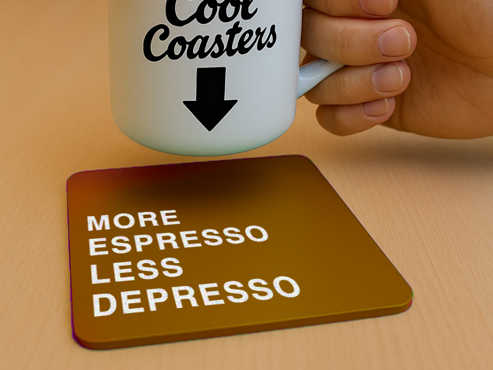Typography Coaster - More Espresso less depresso