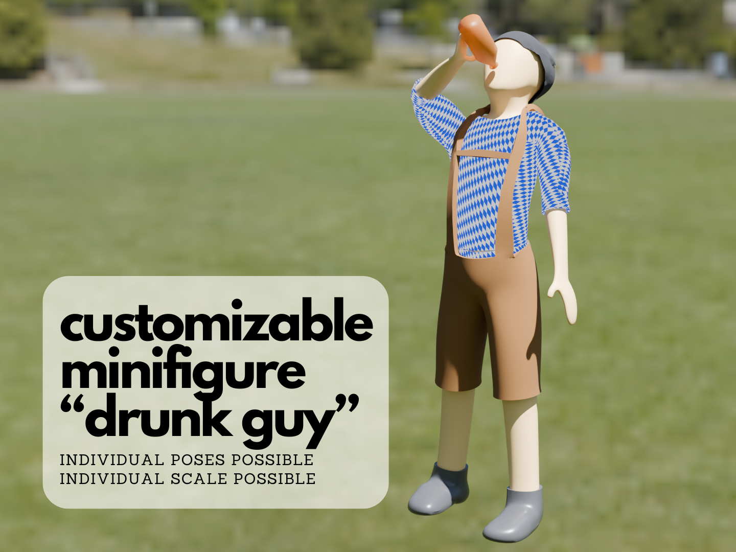 H0 Scale Minifigure "Drunk guy"