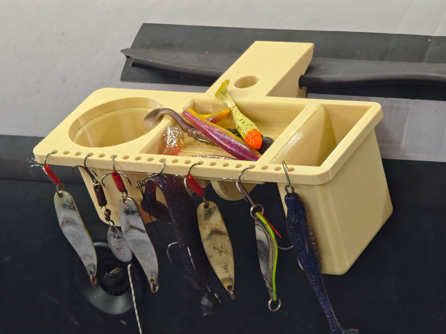 organizer for fishing lures, phone for a pvc boat