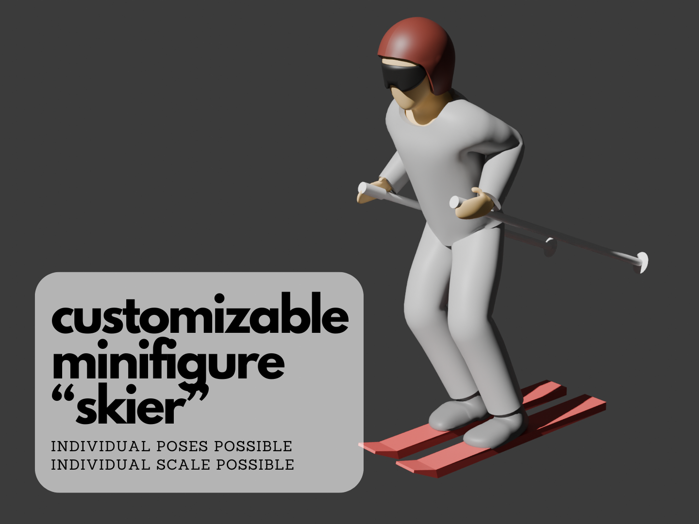 H0 Scale Minifigure "Skier"