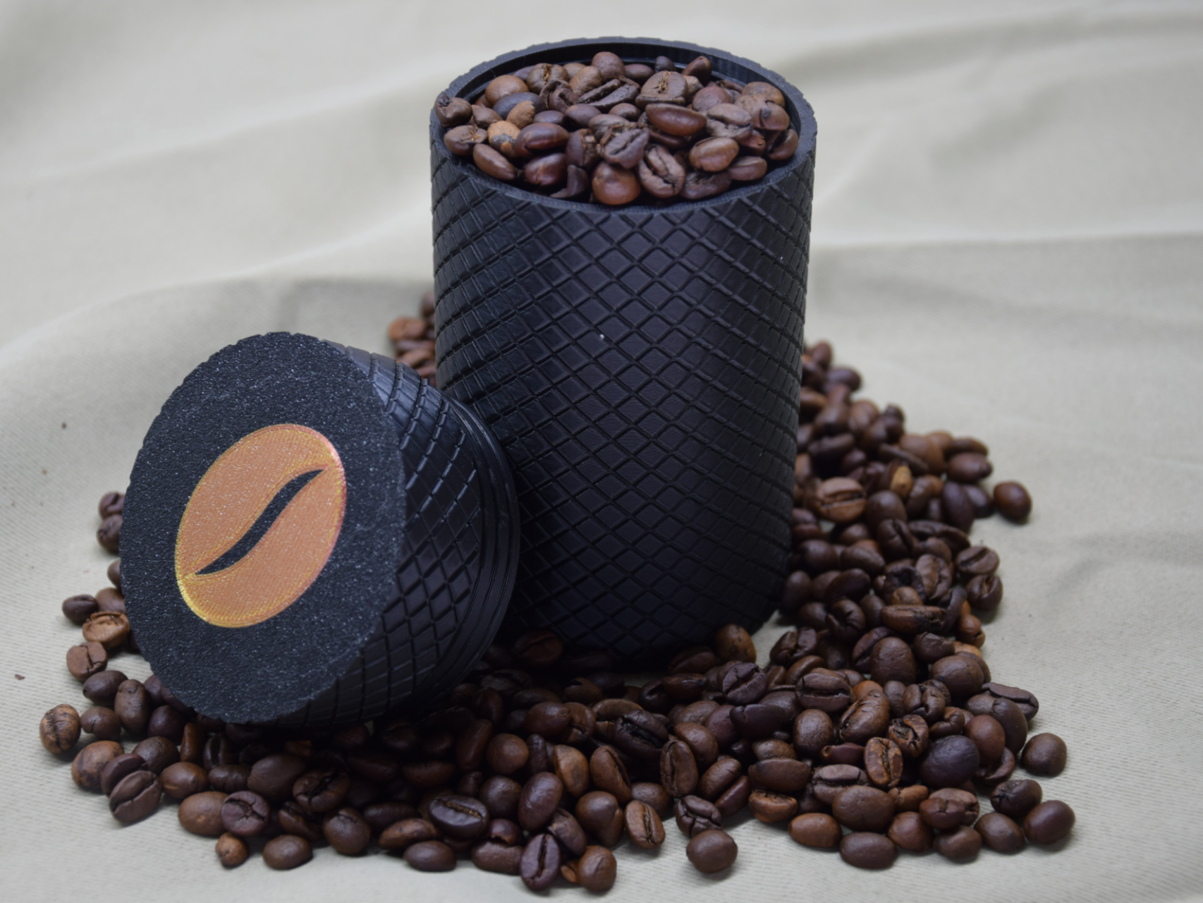 Textured Coffee Bean Storage Jar with Lid