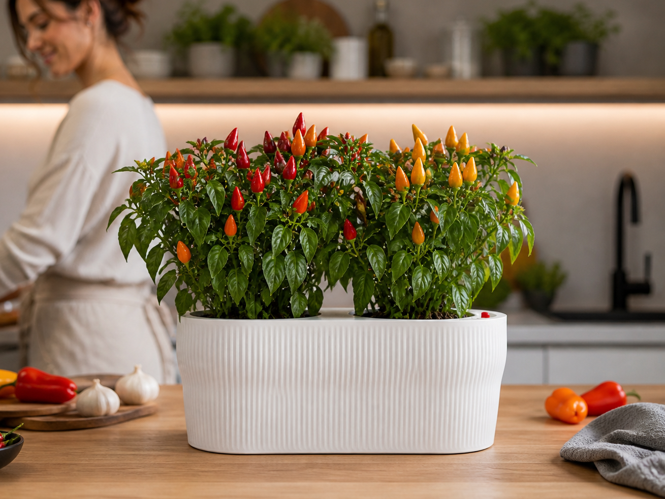 Doppelter Blumentopf mit Selbstbewässerung