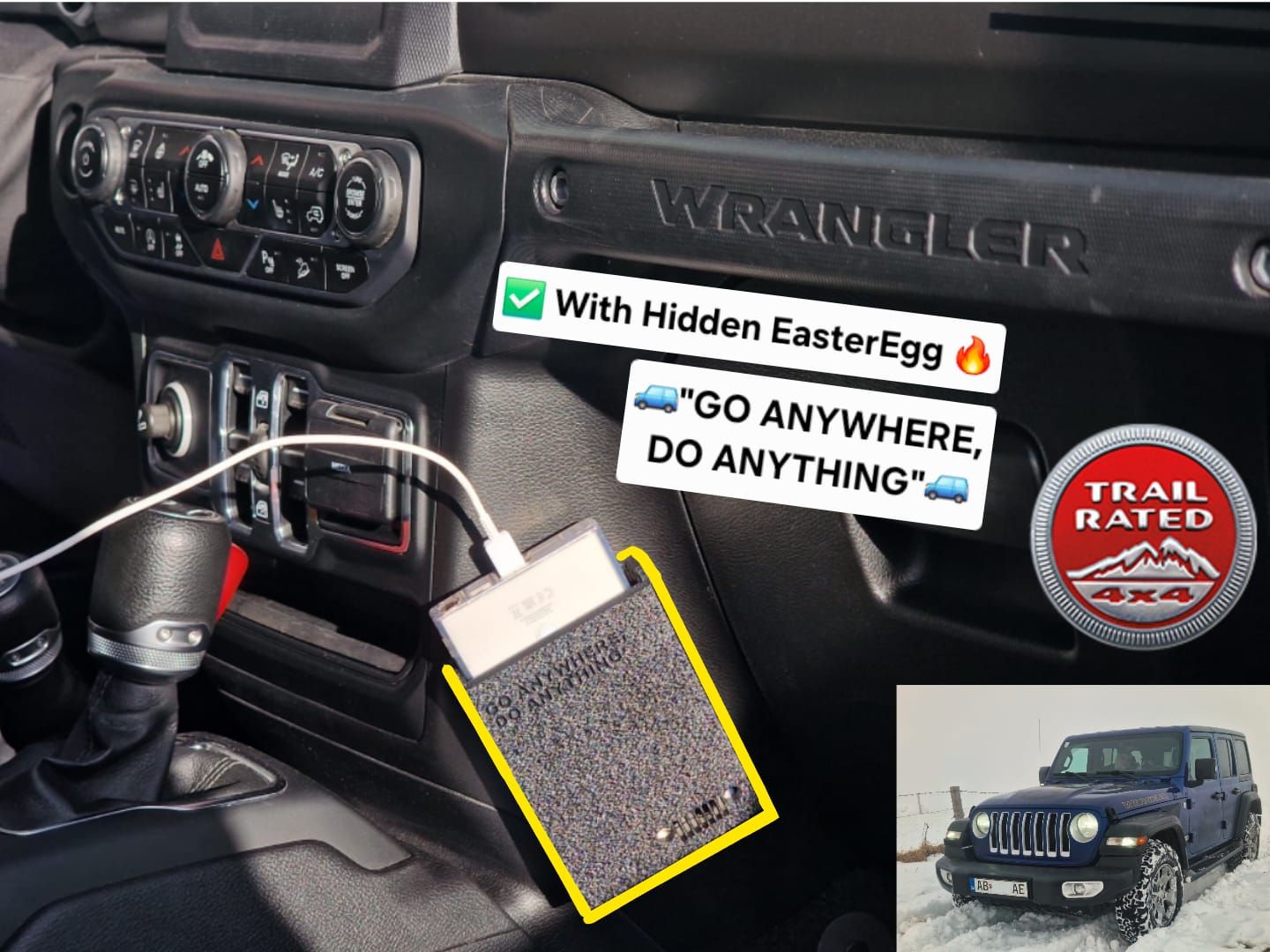 Rugged Phone Mount, Jeep Wrangler Center Console