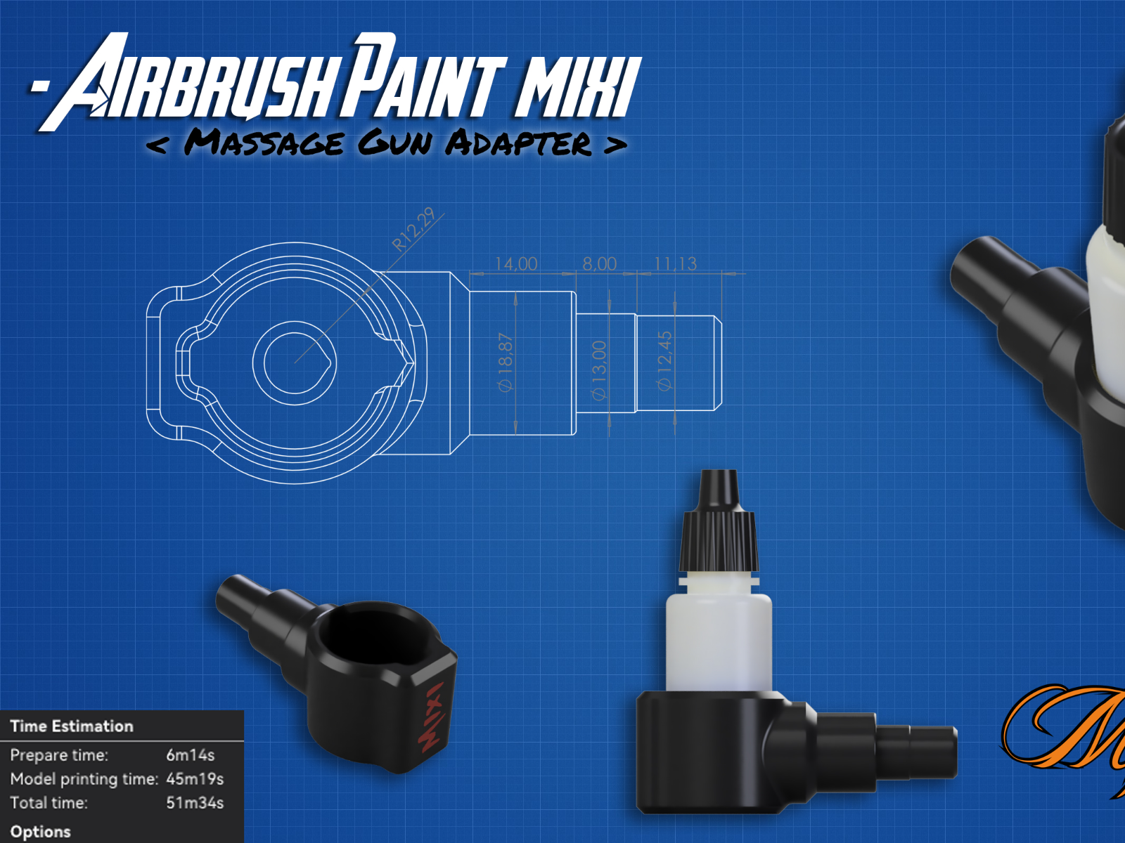 Vallejo Paint Mixer Massage Gun Adapter