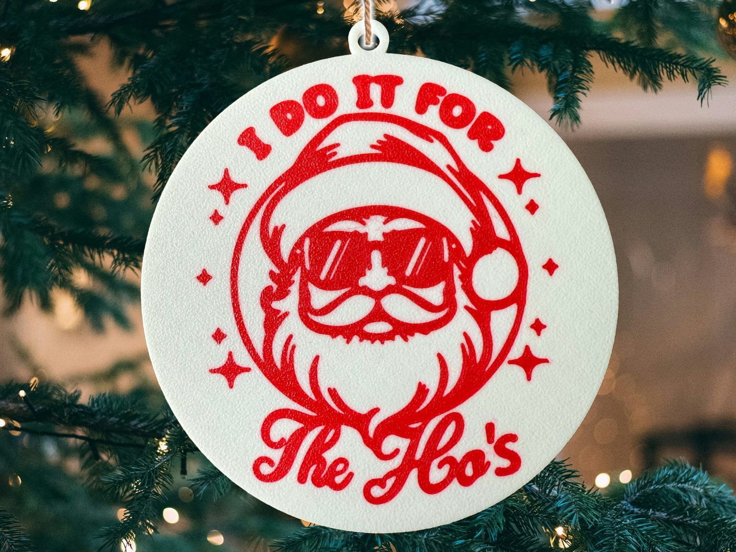 Christmas Santa I Do It For The Ho's Tree Ornament
