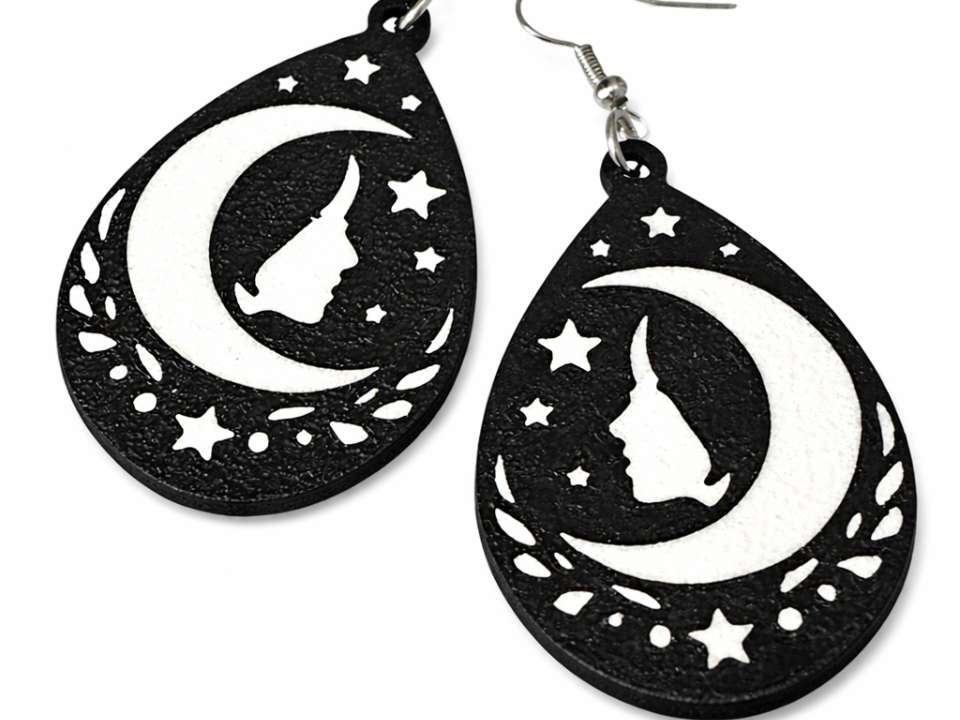 Celestial Moon Goddess Teardrop Earrings