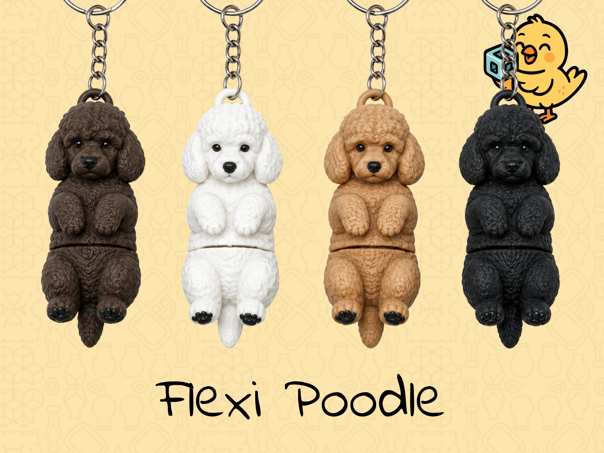 Cute Poodle Keychain – Articulated Flexi Toy Dog