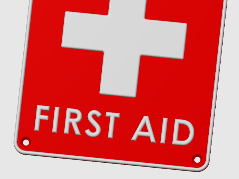 FIRST AID SIGN WITH SCREW HOLES