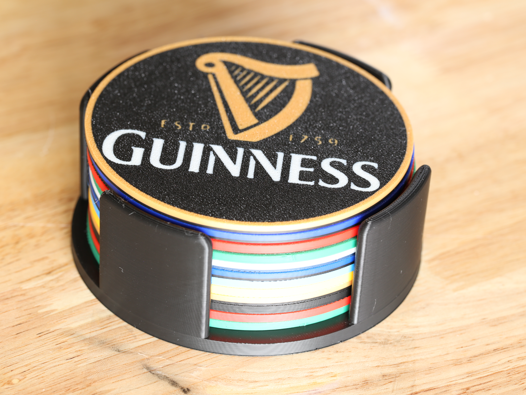 Pub Style Coaster Holder, 12x 100mm Round Coasters