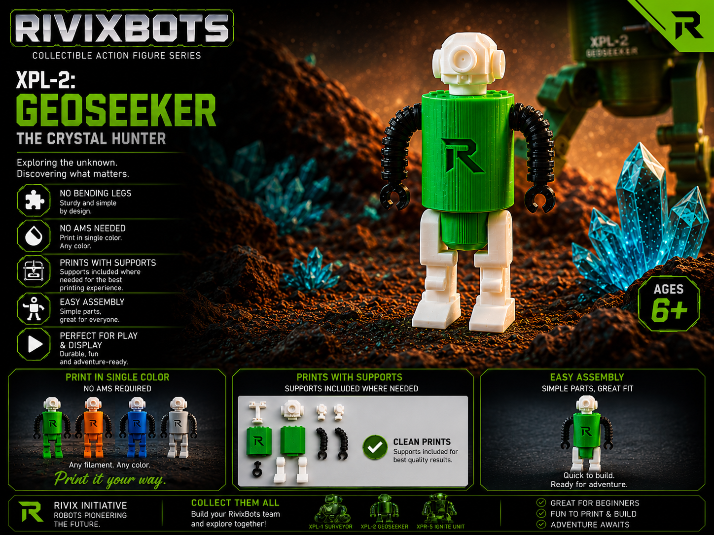 RivixBot XPL-2 GEOSEEKER - robot action figure