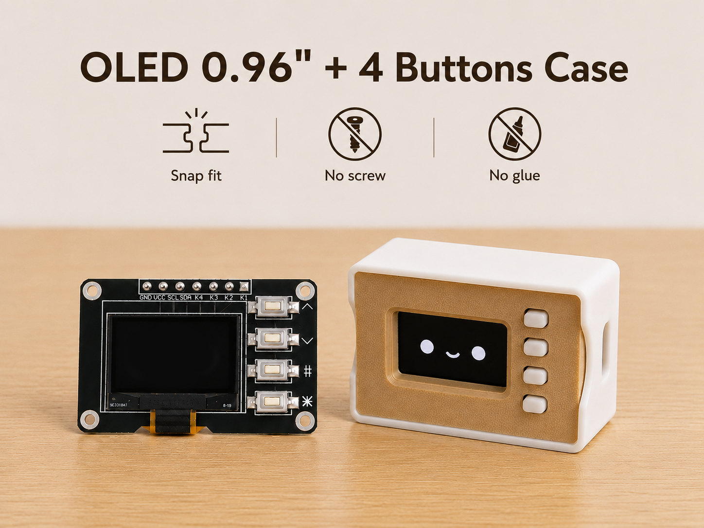 OLED 0.96" + 4 Buttons & ESP32 S3 Super Mini Case