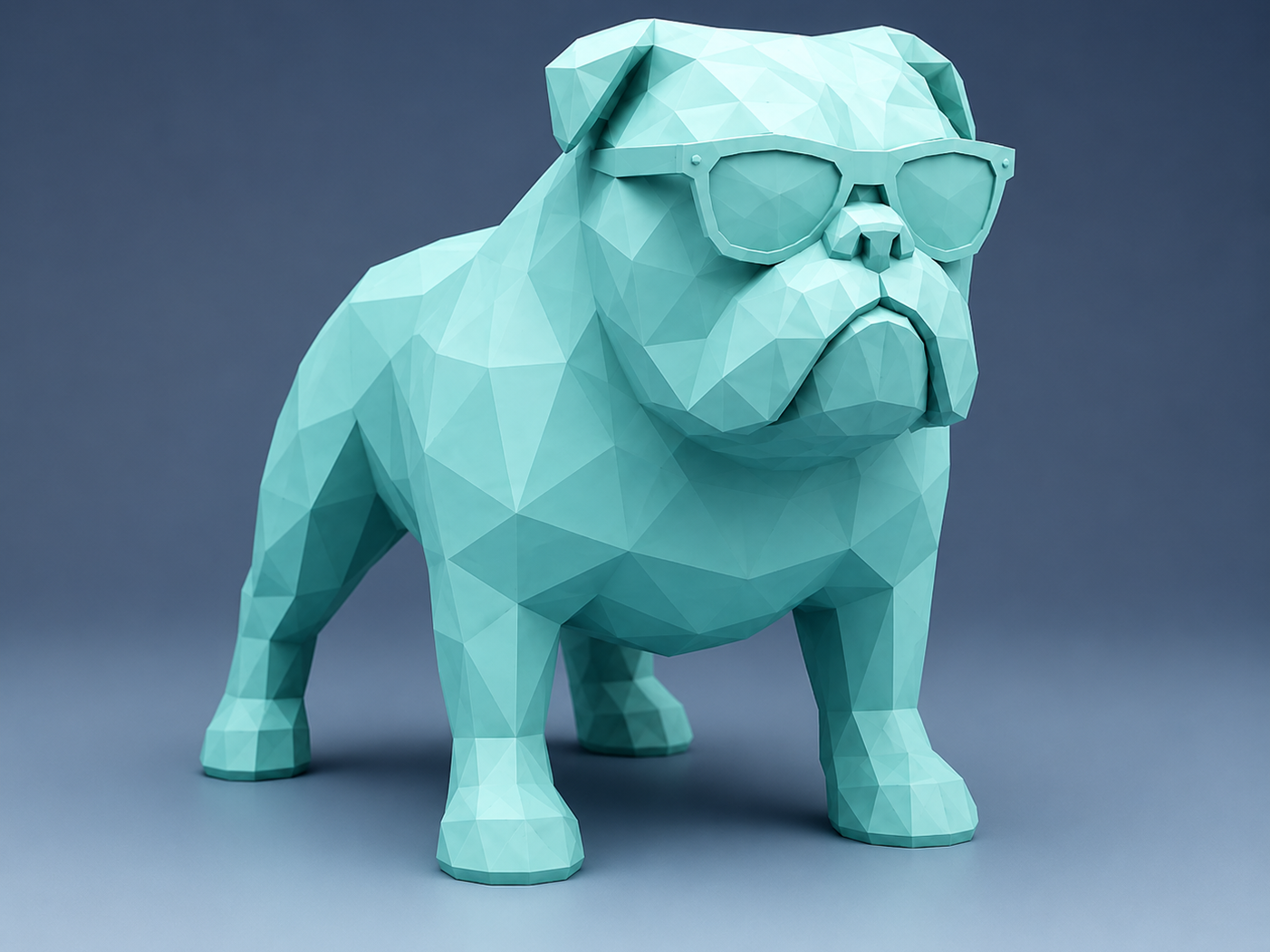 Low Poly Bulldog with Sunglasses