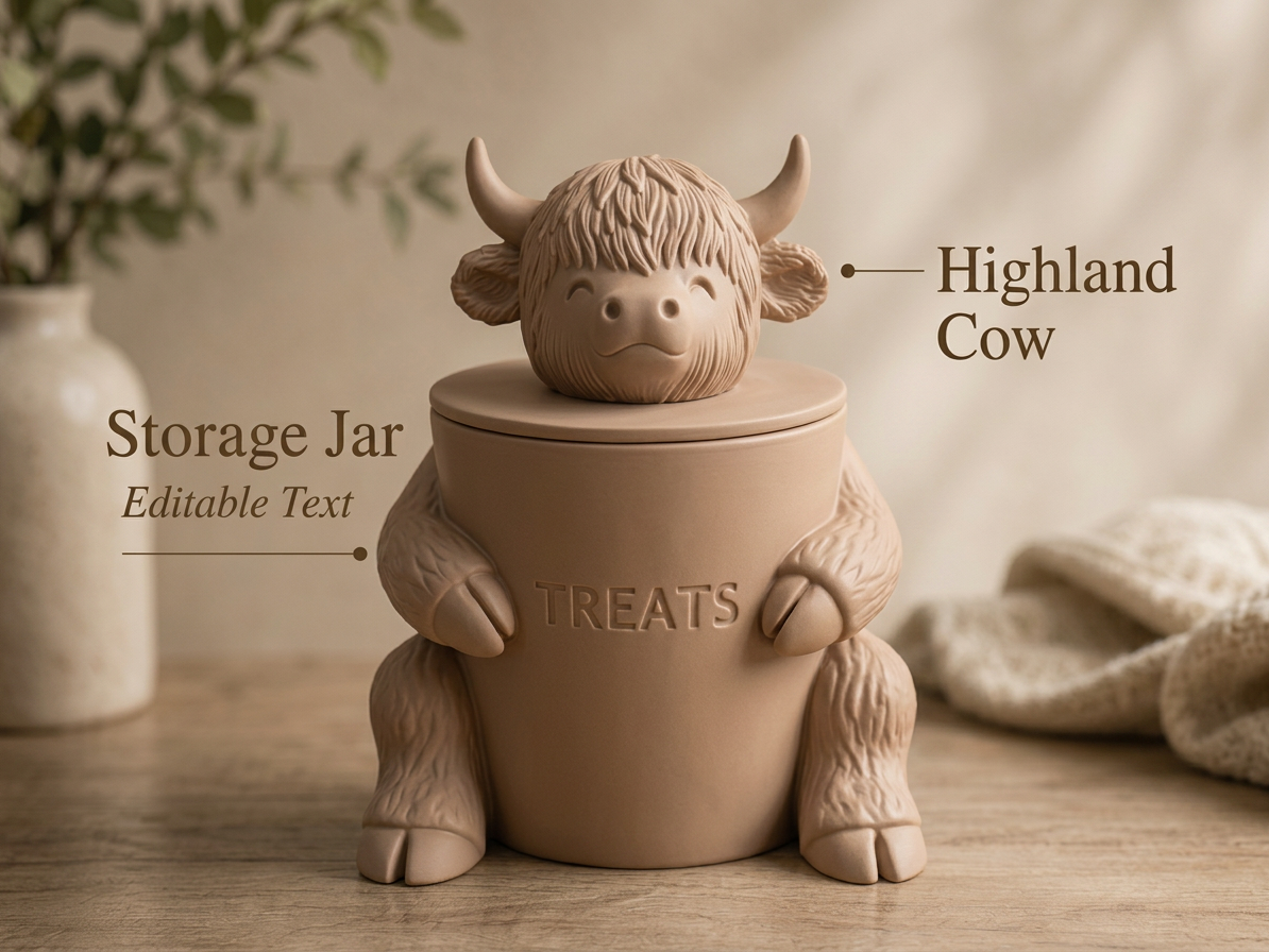 Cute Highland Cow Storage Jar
