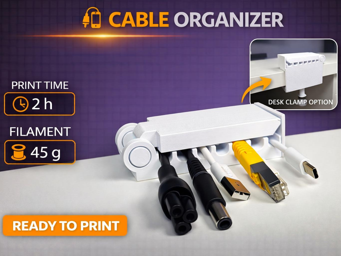 Kabel Schreibtisch Organizer - Universal 8er