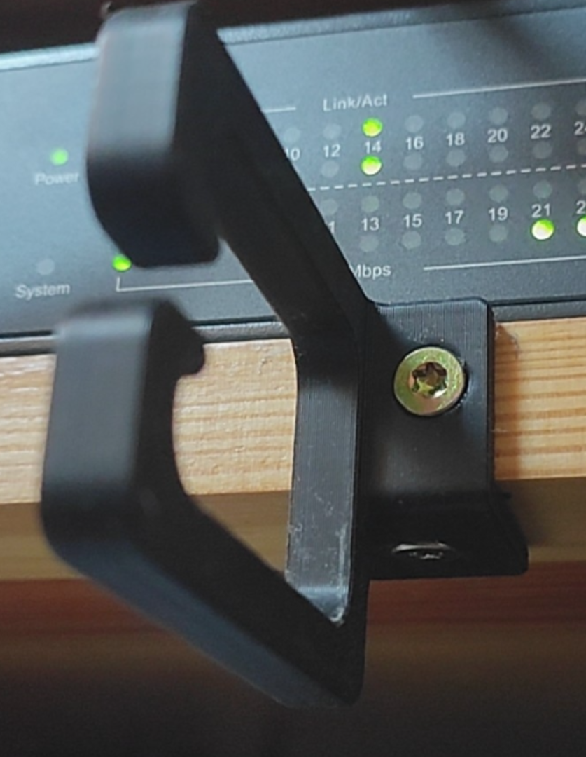 Cable organizer holder for 20mm shelf edges